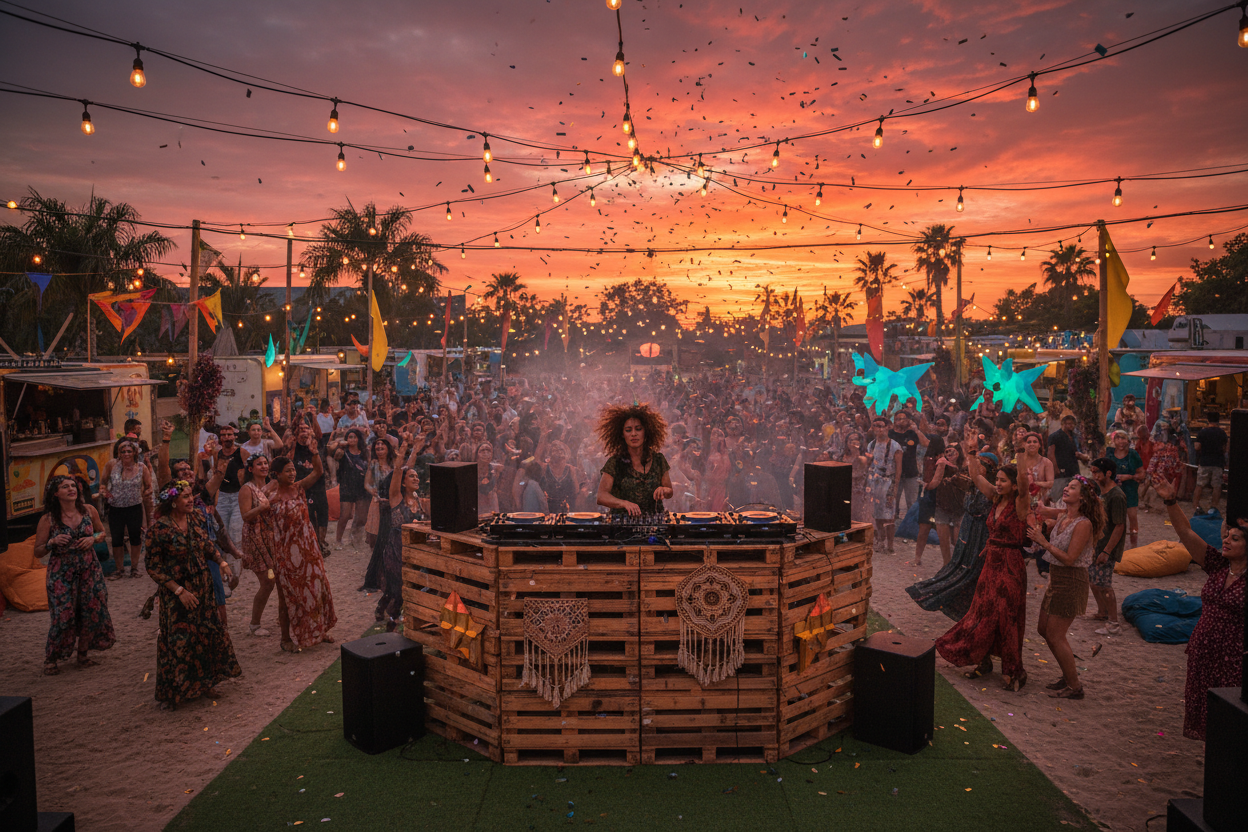 Outdoor DJ performance at a summer party