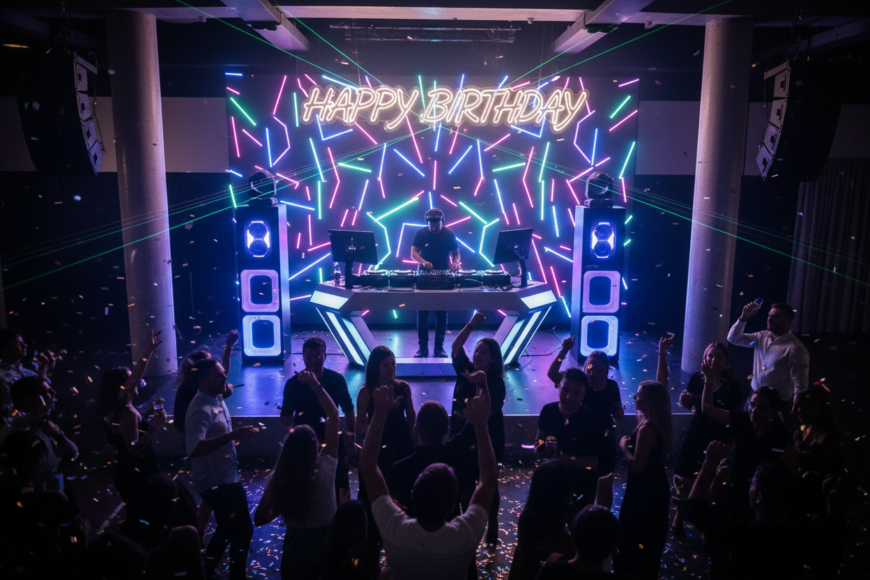 DJ setup at a birthday party